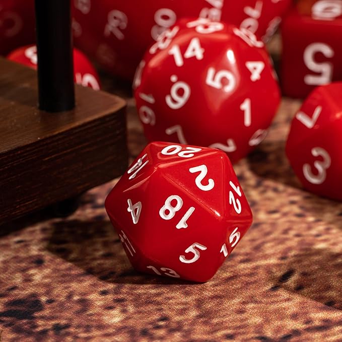 15 Pieces Complete Polyhedral DND Dice Set D3-D100 Spherical D&D Dice Set with Dragon Eye Dice Bag, D100 Dice for Dungeons and Dragons, RPG, MTG Table Games(Red w/White Numbers)