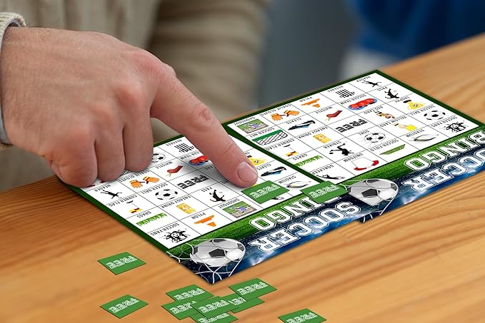 Soccer Bingo Game, Soccer Party Games Bingo Cards for Adults, Sports Party Game, Party Favors Supplies Decorations, 24 Players Birthday Games (B08)