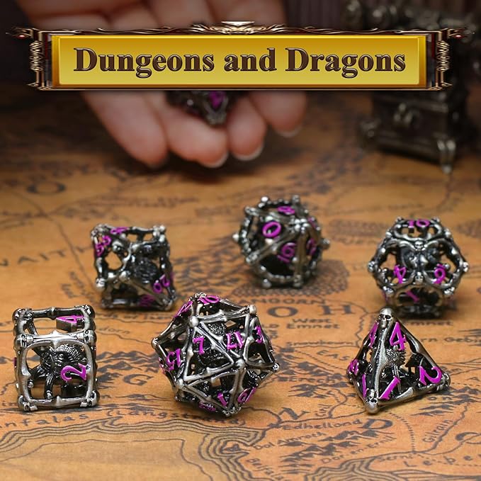 Beholder Dice Set DND, Dragon Eye Dice, ZHOORQI 7PC/Set Polyhedral Dices for Dungeons and Dragons, RPG, Eye Monster D&D Gifts (Eye-Purple)