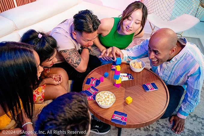 Wonky: The Unstable Party Game, An Abstract Strategy and Dexterity Wooden Block Stacking Game for All Ages, Tower Balancing Game, 9 Colorful Wooden Cubes,1+ Players, Ages 8 & Up, 20+ minute Play Time