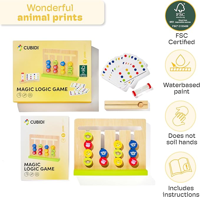 CUBIDI Original Sorting Game - Wooden Montessori Toy for 4+ Year Old - Playfully STEM Smart Games to Improve Motor Skills and Logical Thinking - Toddler Learning Educational Toy