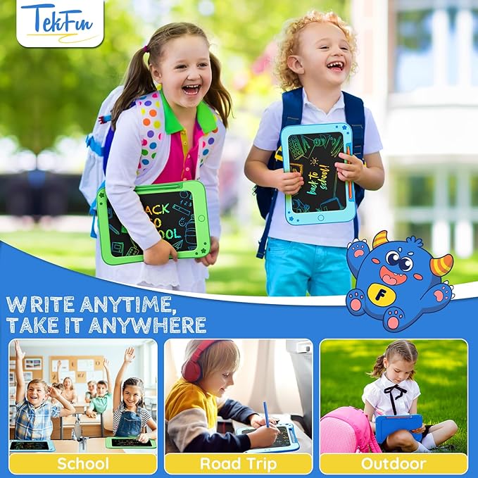 TEKFUN Toddler Kids Toys Gifts - 8.5 Inch LCD Writing Tablet Kids Doodle Board with Stickers Colorful Drawing Tablet, Kids Birthday Christmas Gifts Toys for 3 4 5 6 Years Old Boy (Blue)
