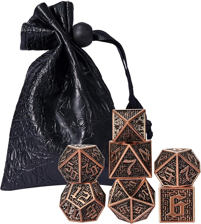 UDIXI Polyhedral Dice Set Metal DND Dice 7PCS Maze Carved Dungeons and Dragons Dice for Role Playing Dice Games