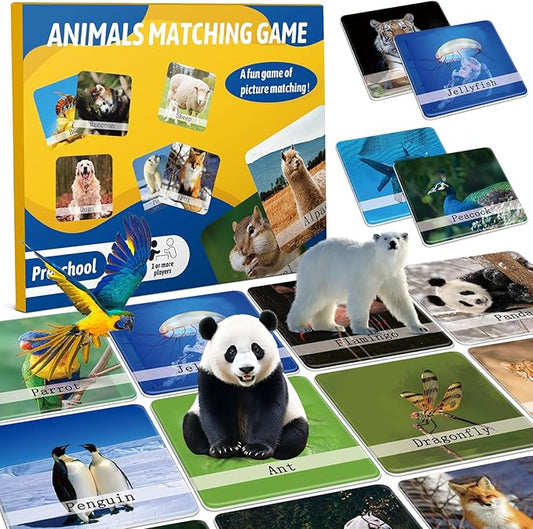 GOLDGE 120PCS Memory Match Game for Kids | Animal Theme | Educational Toddler & Preschool Activity | Boys, Girls, & Family Fun | Board Game