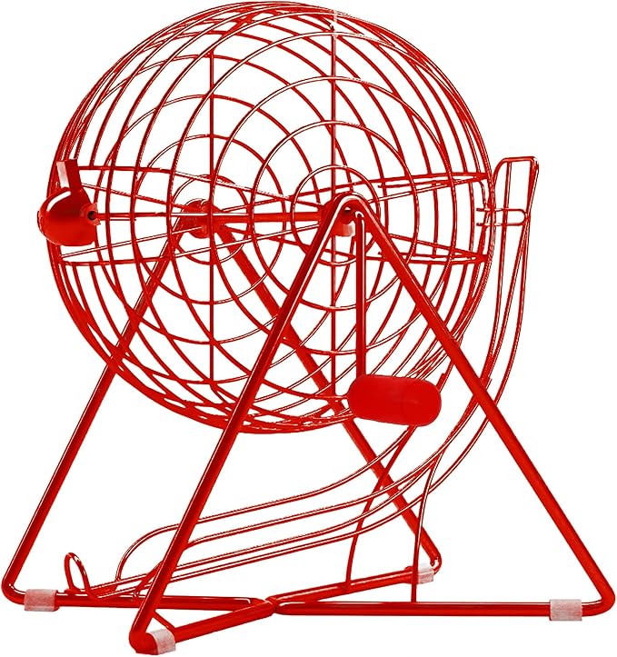 MR CHIPS Professional Steel 11" (Inch) Tall Bingo Cage Only - Lucky Red Color