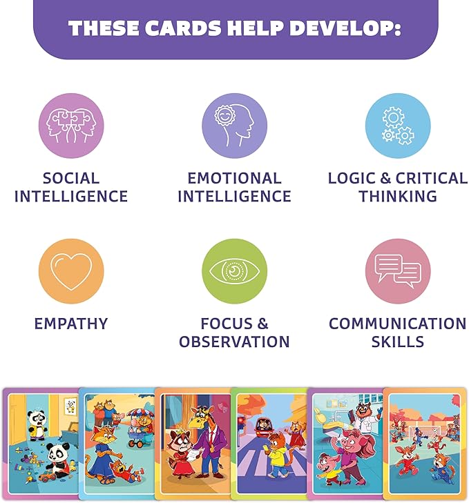 Who What Why Conversation Cards for Kids – Learning Activity for Social Skills, Emotional Intelligence & Critical Thinking – Educational Game to Foster Communication & Empathy, Ages 4+