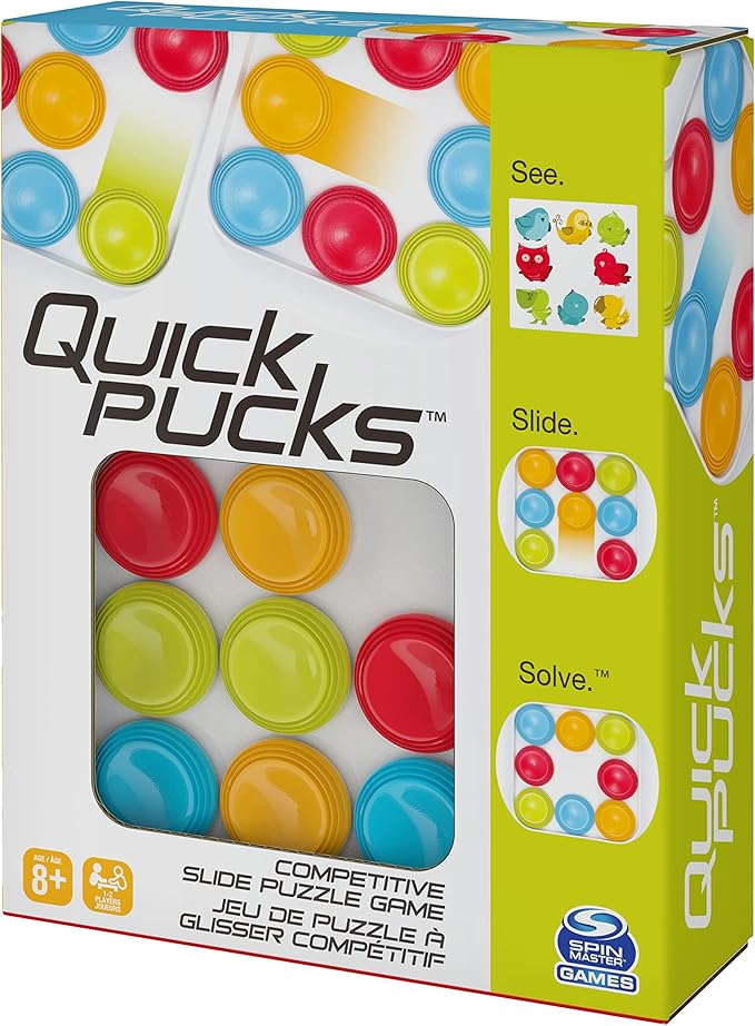 Quick Pucks, Pattern Matching On-The-Go Puzzle Game, for Adults and Kids Ages 8 and up