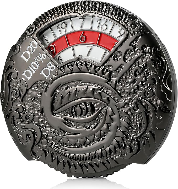 DND Spinner Dice DNDND 7-in-1 Spinner Metal D&D Dice Set with Gorgeous Gift Box for Dungeons and Dragon and Rolling Game(Black with Red)