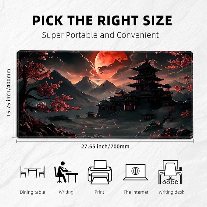 for MTG Playmat with Storage Bags, Card Playmat for TCG Card Playing Game,Rollable & Foldable for PTCG and Board Game Mat for Cards,Non-Slip Pagoda Desk Mat for Home Office
