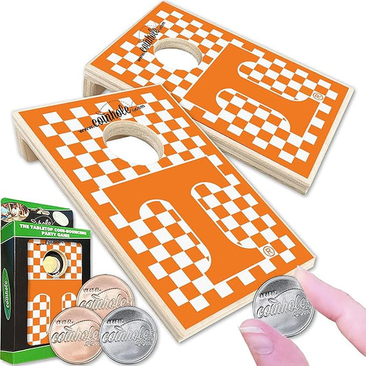 Tabletop Cornhole Game Set | Officially Licensed College Mini Football Cornhole Board Game | Includes Coins