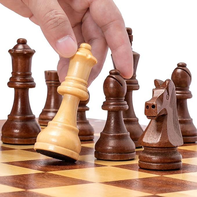 Husaria Staunton Tournament No. 6 Chessmen with 2 Extra Queens and Wooden Box, 3.9-inch Kings