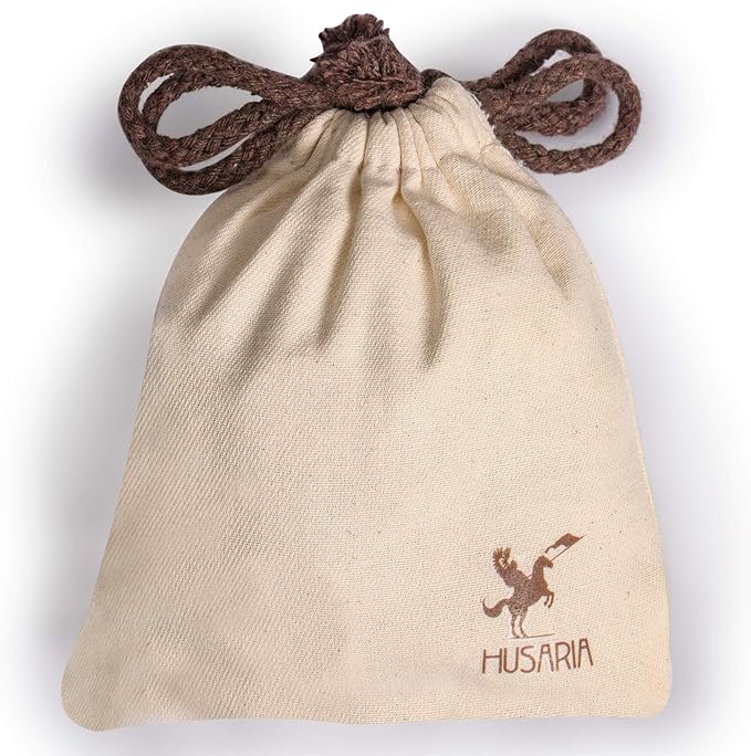 Husaria Wooden Italian Style Checker Pieces with Stackable Ridges and Drawstring Pouch, 40 Pieces