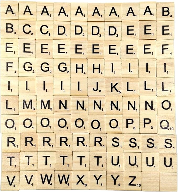Sunnyglade 500PCS Wood Letter Tiles/Wooden Scrabble Tiles A-Z Capital Letters for Crafts, Pendants, Spelling