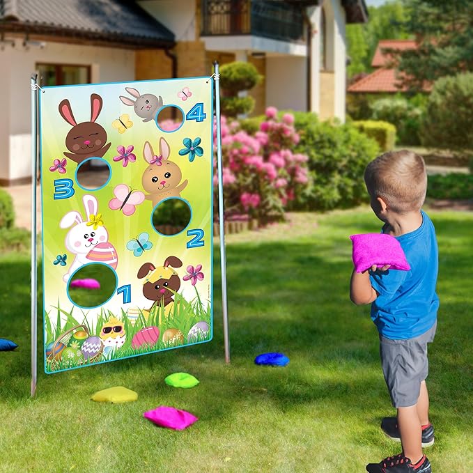 ArtCreativity Easter Bean Bag Toss Game – Fun Easter Games for Kids with Large Banner, 12 Bean Bags & Hanging String – Exciting Easter Kid Games & Unique Easter Party Decorations for All Ages