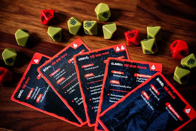 Werewolf: The Apocalypse 5th Edition Roleplaying Game Dice & Form -Card Set - RPG Accessory, Contains 17 Dice & 5 -Cards