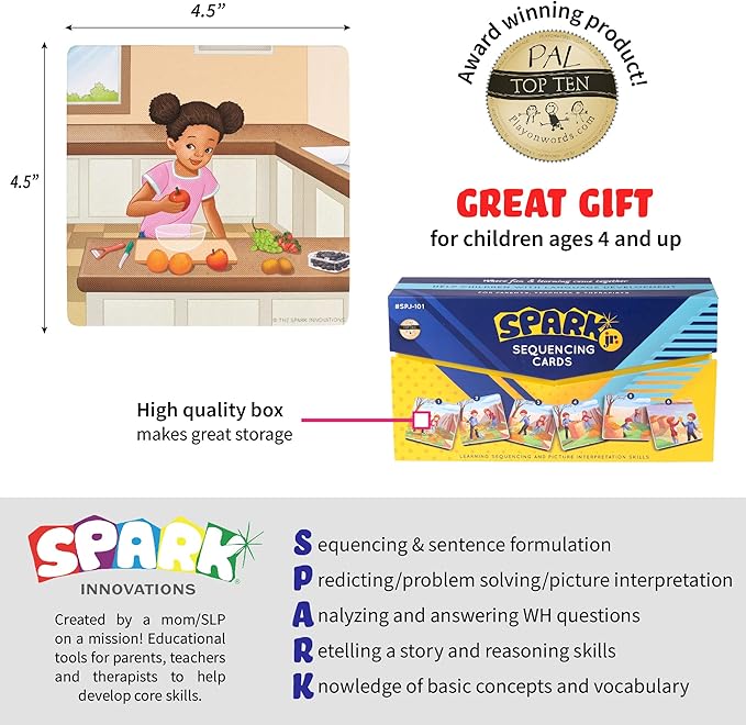 Sequencing Cards Bundle, Storytelling Cards, Higher and Lower Level Boxes, Speech Therapy Games, Learning Toys, Spark Cards 2 and Spark Cards JR Bundle