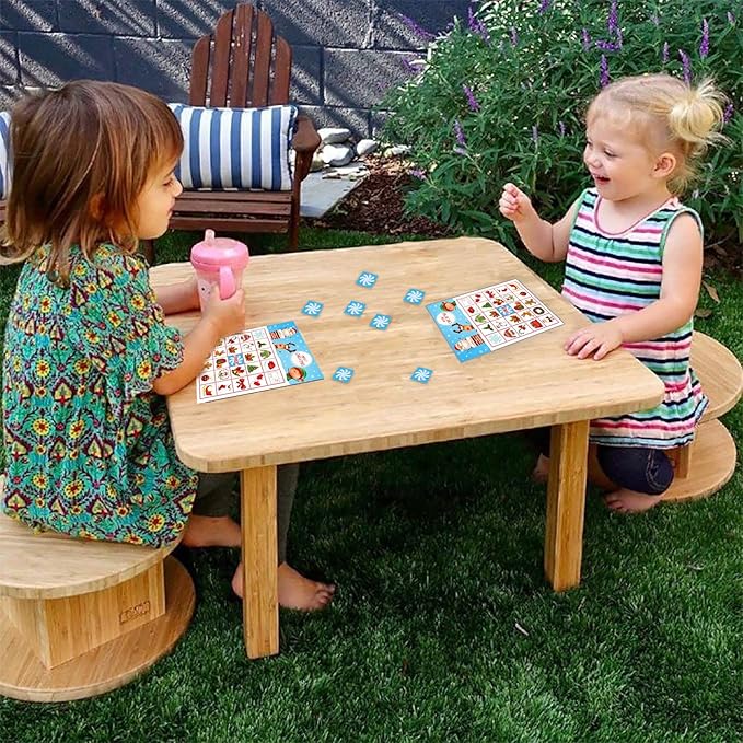 Funnlot Christmas Bingo Game for Large Group - Holiday Activity for 24 Players, Preschool Classroom, Family - Snowman Xmas Gifts