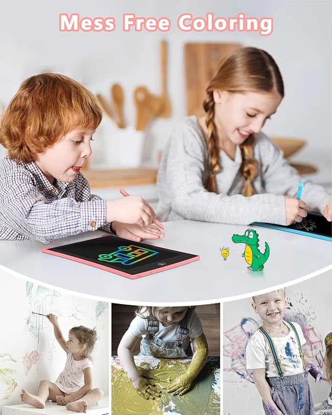 KOKODI 2 Pack 10 Inch LCD Writing Tablet for Kids, Colorful Doodle Board, Erasable Toddler Drawing Pad, Educational Learning Toys Birthday Gifts for Boys Girls Ages 3 4 5 6 7 8 (Blue & Pink)