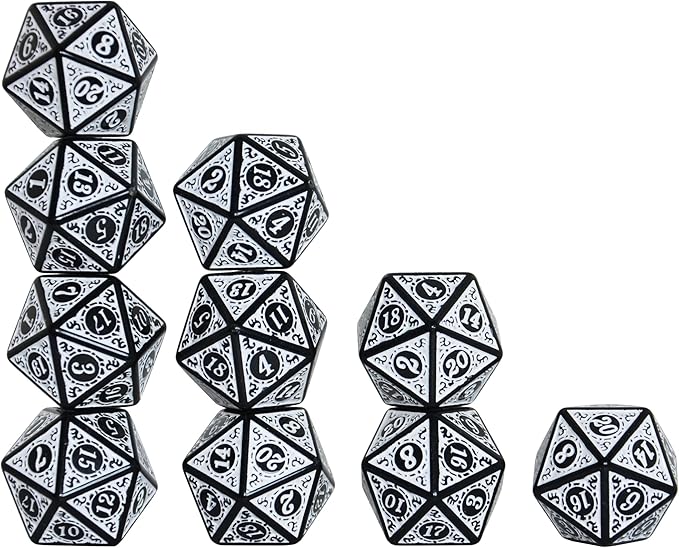 SmartDealsPro 10-Pack Retro 26mm Large 20 Sided Dice D20 Polyhedral Dice for DND RPG MTG Table Game(Retro Yellow)