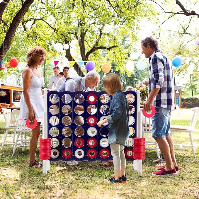 ARLIME Jumbo 4-to-Score Giant Game Set, Backyard Games for Kids & Adults, 4 in A Row W/Quick-Release Lever, 42 Build-in Rings Included, Jumbo Size for Outdoor & Outdoor Play