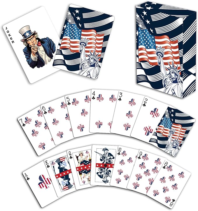 Military Gift Shop American Flag Playing Cards with Dice – Wooden Keepsake Box Adorned with Metal USA Medallion Dedicated to Freedom - Veteran Owned Business