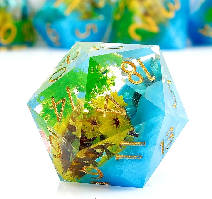 Haxtec DND Dice Set Sharp Edge Resin Dice Set with Dice Case, D and D Dice, Polyhedral D&D Dice Set for Dungeons and Dragons TTRPGs DND Gift
