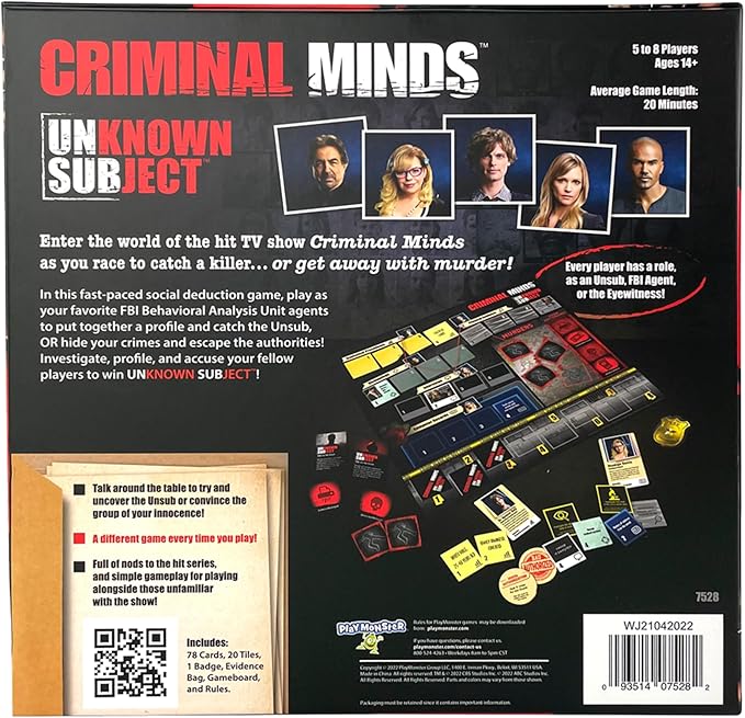 Criminal Minds Unknown Subject Board Games for Adults – Adult Games for Game Night, Social Deduction, Board Games for Family Night, Family Game, Ages 14+, 5-8 Multi-Player Games