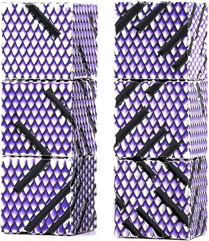 Metal Dice Set D&D, HNCCESG 6 Piece Dice Heavy Metal Dragon Scale Design DND Dice Set for Dungeons and Dragon,Tabletop RPG Game(Ls-Purple)