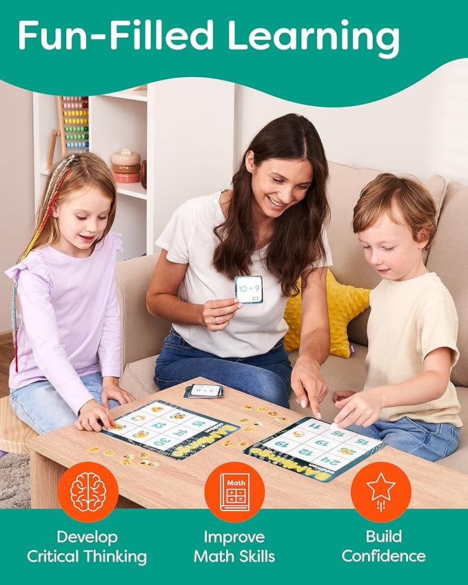 Addition and Subtraction Facts Bingo Game - 1st 2nd & 3rd Grade Educational Math Learning for Classroom & Homeschool