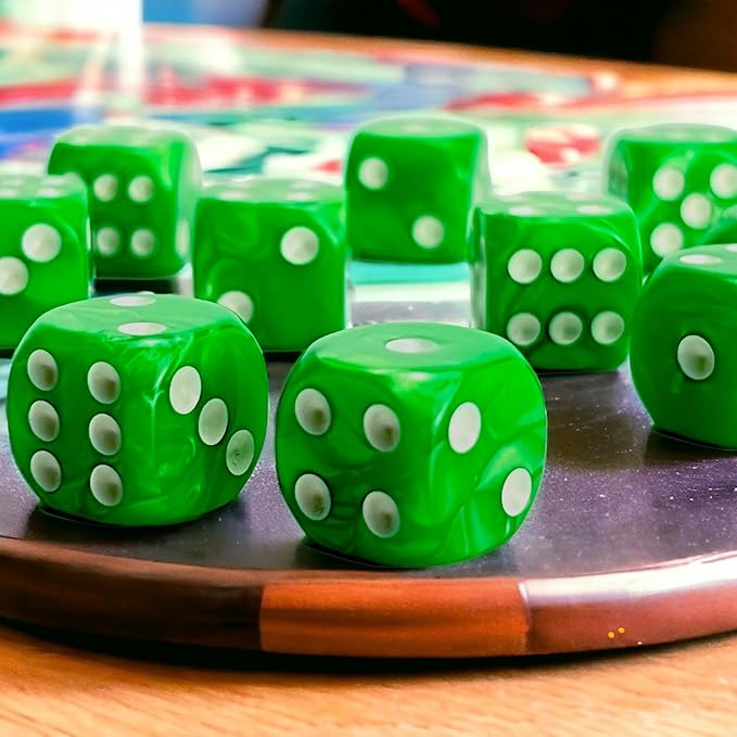 Luck Lab 10 Piece D6 Dice Pack - Acrylic Dice for RPG MTG DND Dice Table Games and Board Games (Green Pearl)