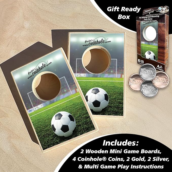 Desktop Coin Bouncing Party Set | Tabletop Cornhole Board | Small Travel Game Includes Coins