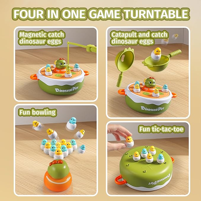 Dinosaur Rotating Board Game | Family Game Toys | Music Rotating Board Game | Birthday Gifts for Boys and Girls Aged 6-8 | Toys for 3-6 Years Old |