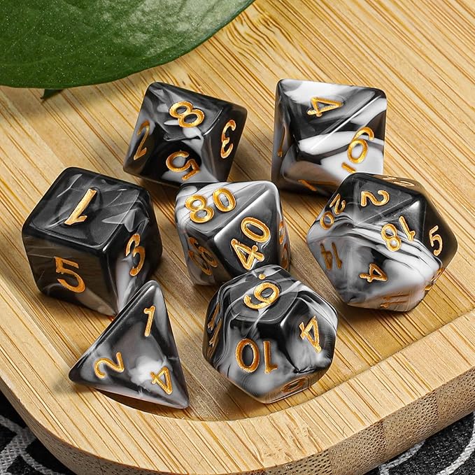 CiaraQ DND Polyhedral Dice Set with a Black Dice Bag for D&D RPG MTG Role Playing Table Games