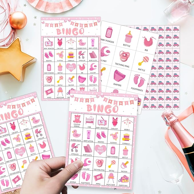 Gender Reveal Bingo Cards - 24 Players, Neutral Gender Reveal Party Activities for Family Friends, Bingo Game for Pregnancy Announcement Party Favor Supplies
