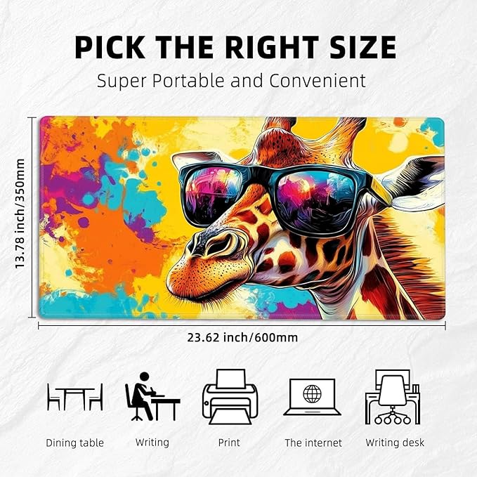 for MTG Playmat with Storage Bag, for TCG Playmat and Playing Card Mat for Magic Board Games, Non-Slip Sunglasses Giraffe Desk Mat, Stitched Edges Game Mat, Rollable & Foldable Card Playmat
