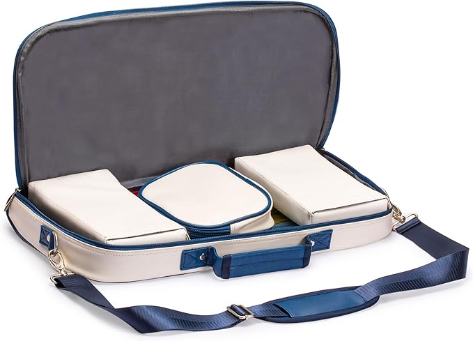 Yellow Mountain Imports American Mahjong Set, Chinoise with Soft Leatherette Case - Racks with Pushers, Scoring Coins, Dice, and Wind Indicator