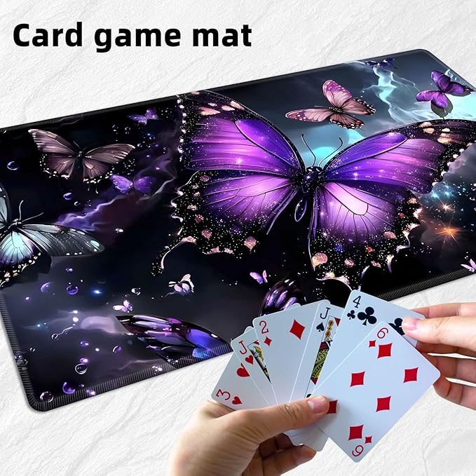 for MTG Playmat with Storage Bags, Card Playmat for TCG Card Playing Game,Rollable & Foldable for PTCG and Board Game Mat for Cards,Non-Slip Butterflies Desk Mat for Home Office