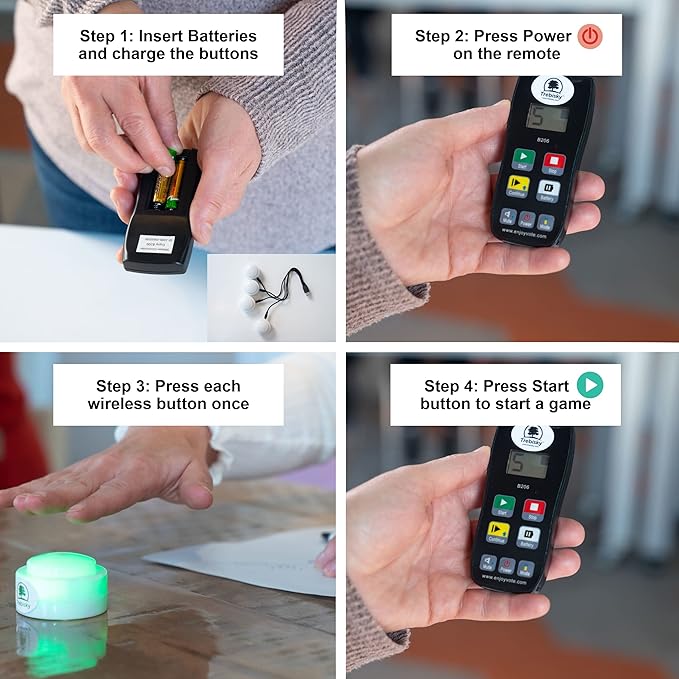 Trebisky Wireless Buzzer System for Game Show 8 Players Jeopardy Quiz Bowl Answer Buzzer w/ Light, Sound for Classroom Educational Learning Family Feud Adult Trivia Game Night Lockout,Back to School