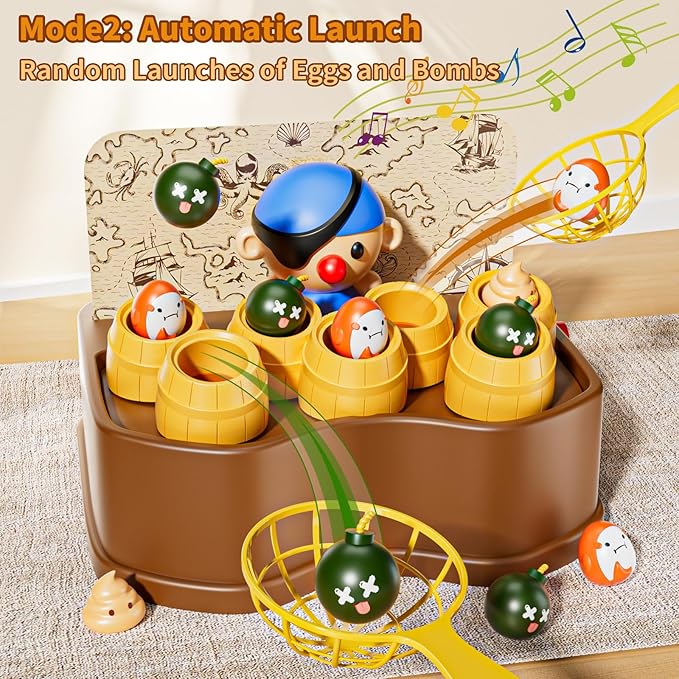 Pirate Bounce and Catch Games for Kids 3-5, Toddler Games for Kids 4-6, Birthday Gifts for 5-7 Boys and Girls, Family Toddler Board Games