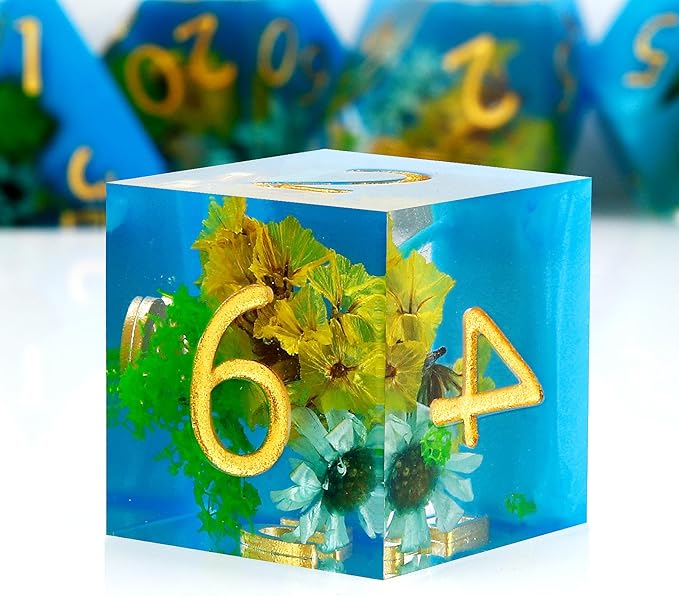 Haxtec DND Dice Set Sharp Edge Resin Dice Set with Dice Case, D and D Dice, Polyhedral D&D Dice Set for Dungeons and Dragons TTRPGs DND Gift