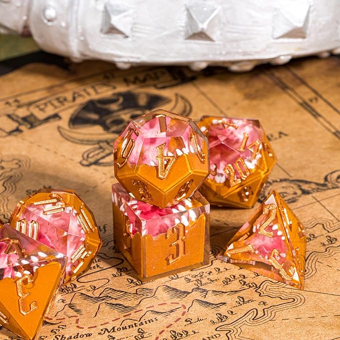 7PCS Tooth Monster Dice Set,Handmade Sharp Edge Dice Set D&D RPG Polyhedral Die,for Dungeons and Dragons TTRPG Games Roleplaying Games Pathfinder,with Gift Box
