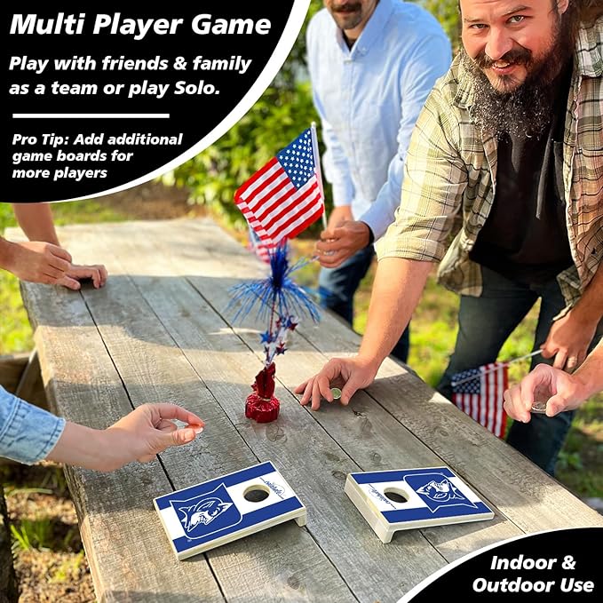 Tabletop Cornhole Game Set | Officially Licensed College Mini Football Cornhole Board Game | Includes Coins