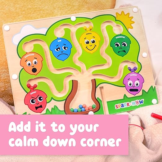SPARK & WOW Magnetic Maze | My Emotions Tree | Magnet Board for Toddlers | Six Emotions & Colors | Ages 18m+ | Emotional Regulation Tools for Kids