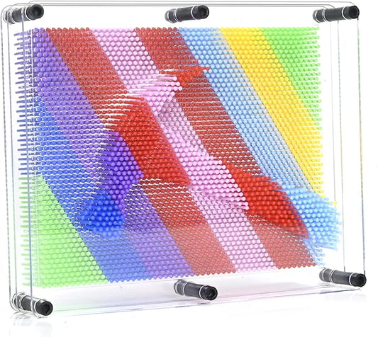 MICKYU Rainbow Sensory Fidget Toys | 3D Pin Art Board Games Kids Girls Autism Toys, 8x10 Inches