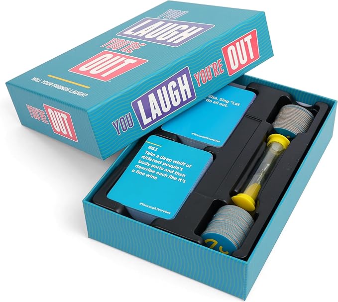 You Laugh You're Out A Party Game with Hilarious Charades Family Card Games for Adults & Kids, 125 Prompt Cards Fun Card Games for Family Game Nights, Graduation Gifts, Gatherings, & Parties Ages 14+