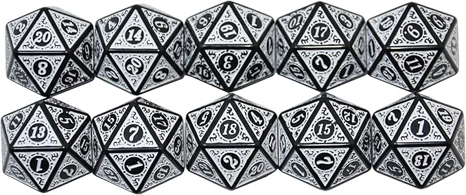 SmartDealsPro 10-Pack Retro 26mm Large 20 Sided Dice D20 Polyhedral Dice for DND RPG MTG Table Game(Retro Yellow)