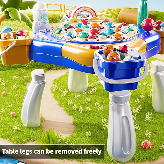Magnetic Fishing Game Toys Kids 3-5, Including 48 Fishes and 8 Fishing Poles Rotating Board Game with Music, Party Game Toys for Kids Age 3 4 5 6 7 8 and Up