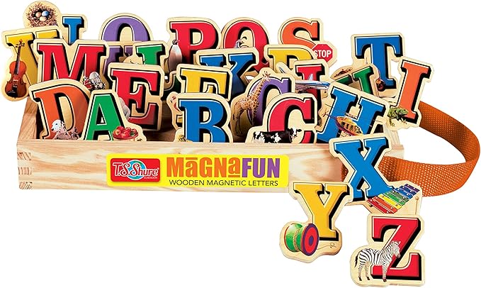 TS Shure by Bendon Alphabet Letters Magnafun 26-Piece Wooden Magnets Pre-School Kindergarten Learning 50496