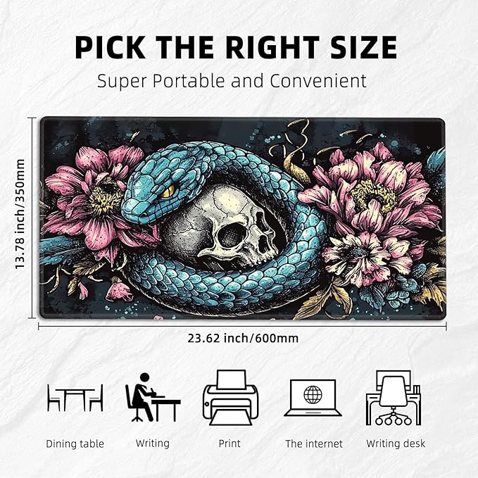 for MTG Playmat with Storage Bag, for TCG Playmat and Playing Card Mat for Magic Board Games, Non-Slip Snake Skull Desk Mat, Stitched Edges Game Mat, Rollable & Foldable Card Play mat