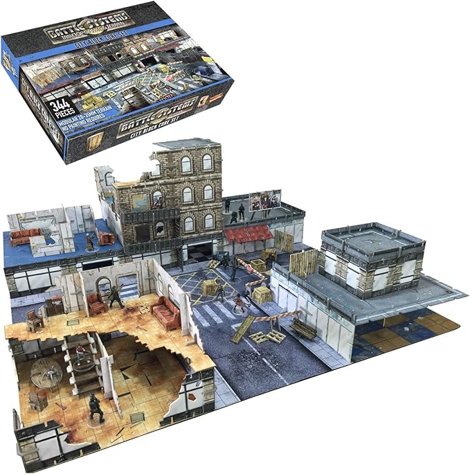Battle Systems Urban Apocalypse Terrain City Block Core Set - 28-35mm RPG/Wargames 40k Crisis Protocol Modern Zombies Card Scenery
